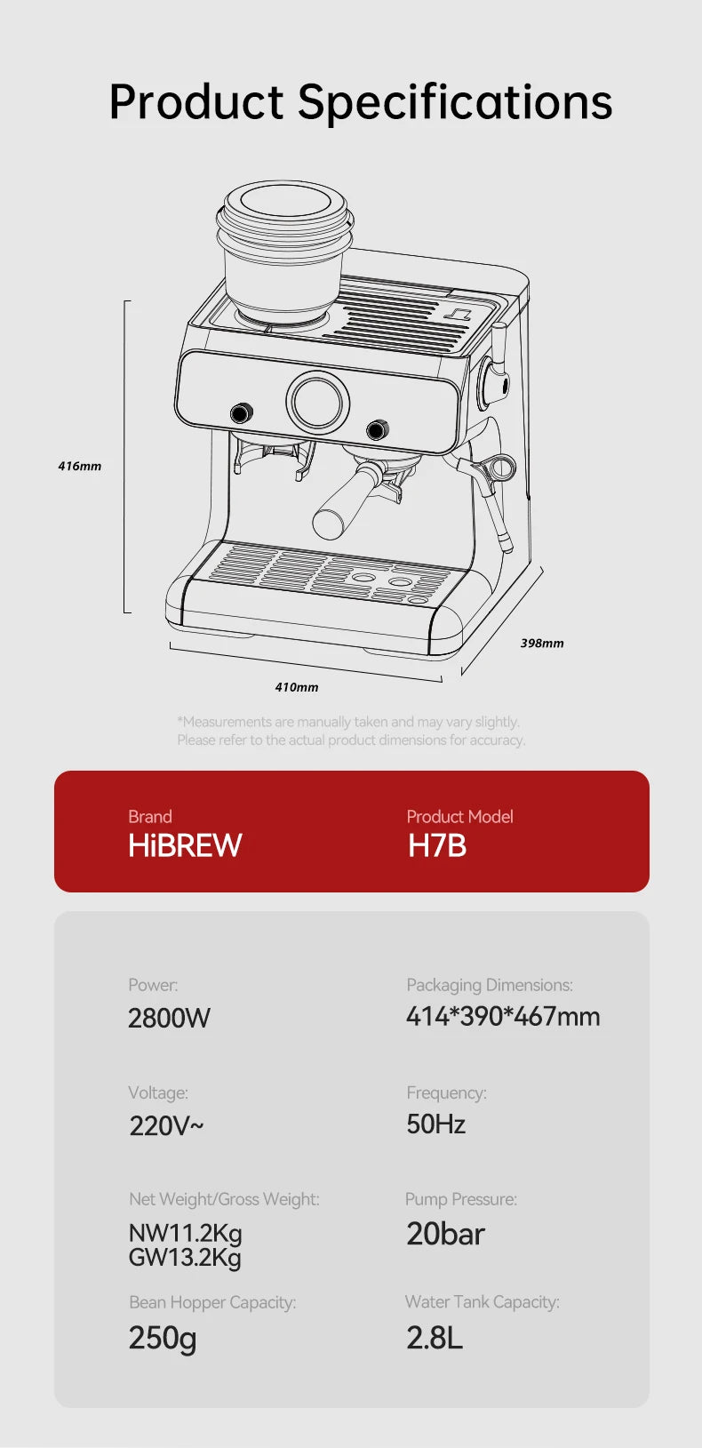 HiBREW H7B Dual Boiler Espresso Machine| Refurb Coffee Co